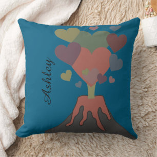 Custom Name Volcano Heart Throw Pillow Gift