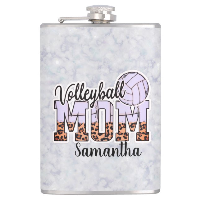 Custom Name Volleyball Mum | Mother's Day Hip Flask (Front)