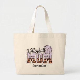 Custom Name Volleyball Mum   Mother's Day Large Tote Bag