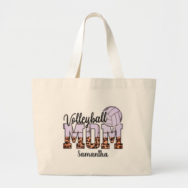 Custom Name Volleyball Mum | Mother's Day Large Tote Bag (Front)