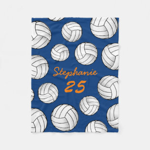 Custom Name Volleyball Navy Fleece Blanket