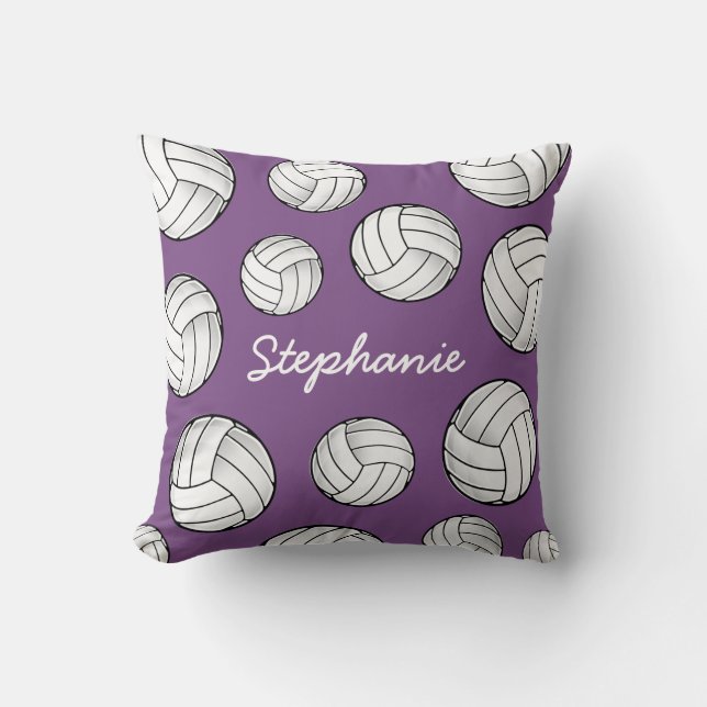 Custom Name Volleyball Purple Home Cushion (Front)