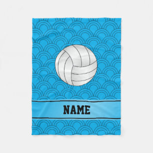 Custom name volleyball sky blue half circles fleece blanket