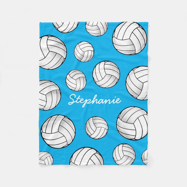 Custom Name Volleyball Turquoise Fleece Blanket (Front)