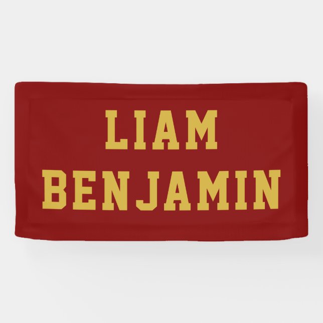 Custom Name Wall Art Personalised Nursery Maroon Banner (Horizontal)