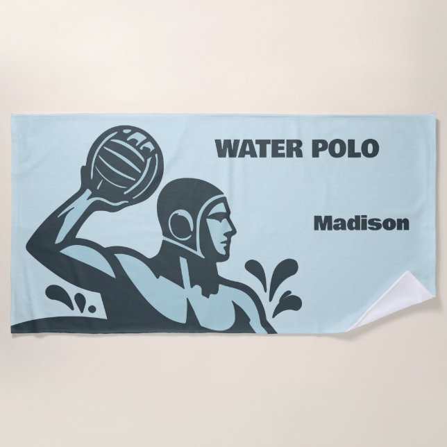 Custom Name Water Polo Beach Towel (Front)