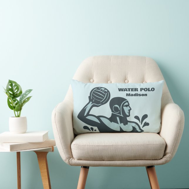 Custom Name Water Polo Lumbar Cushion (Chair)