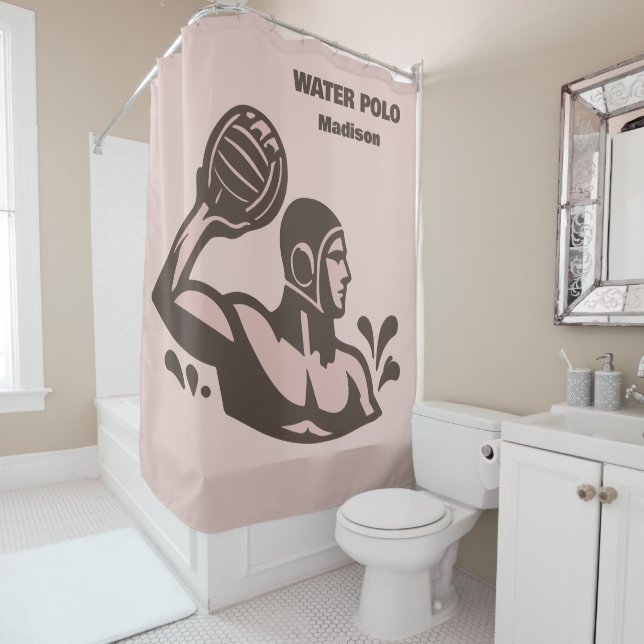 Custom Name Water Polo Shower Curtain (In Situ)