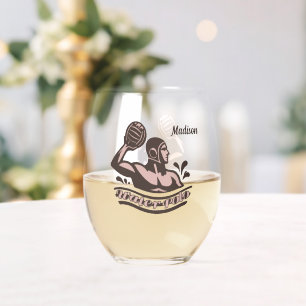 Custom Name Water Polo Stemless Wine Glass