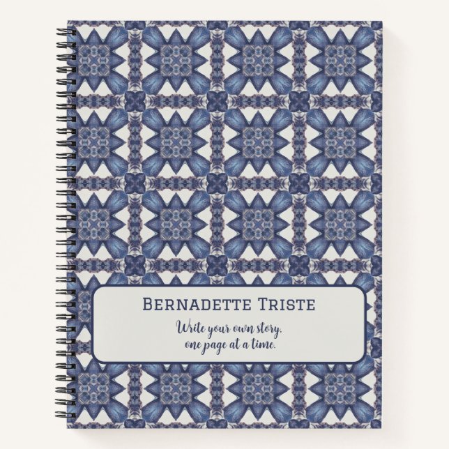 Custom Name Watercolor Abstract Geometric Pattern  Notebook (Front)
