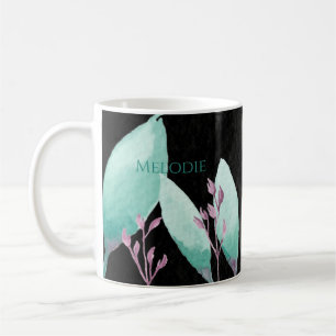 Custom Name Watercolor Botanical Teal Bible Verse Coffee Mug