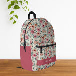 Custom Name Watercolor Elegant Floral  Printed Backpack<br><div class="desc">This elegant watercolor floral backpack features a soft and pretty pattern that’s perfect for women, girls, and kids who adore pastel designs. Delicately painted flowers bring a graceful, artistic charm to everyday style—making it ideal as a school backpack or a personalised monogram gift. Whether you're heading back to school or...</div>