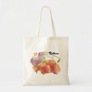 Custom Name Watercolor Floral Gift Tote Bags