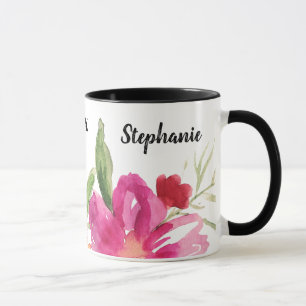 Custom Name Watercolor Floral Graduation Gift Mug