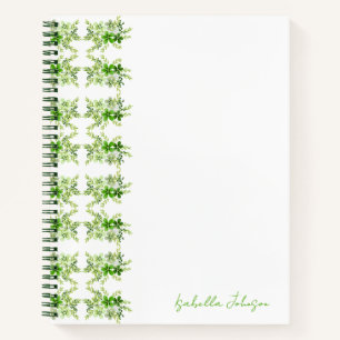 Custom Name Watercolor green Floral Notebook