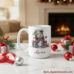 Custom Name Watercolor Holiday Gift Coffee Mug