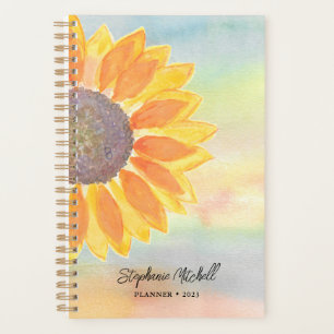 Custom Name Watercolor Sunflower 2023 Planner