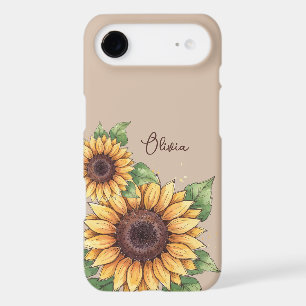 Custom Name Watercolor Sunflower Rustic
