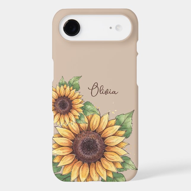 Custom Name Watercolor Sunflower Rustic (Back)
