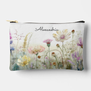 Custom Name Watercolour field of wild flowers Accessory Pouch