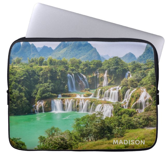 Custom name Waterfalls laptop sleeves (Front)