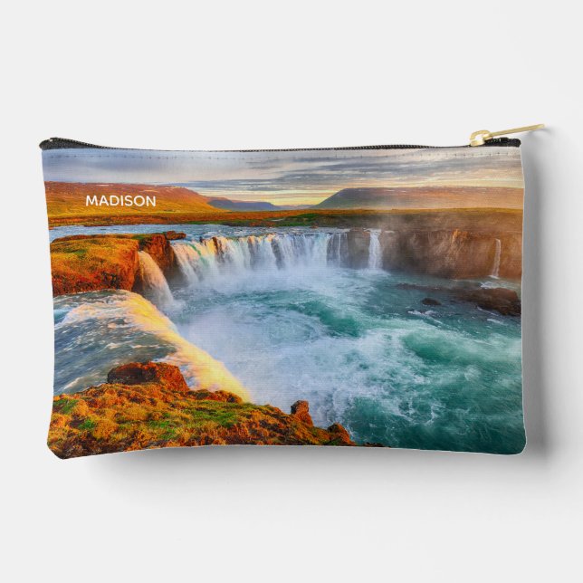 Custom Name Waterfalls of Iceland Accessory Pouch (Back)