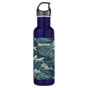 Custom Name Waves Pattern 710 Ml Water Bottle