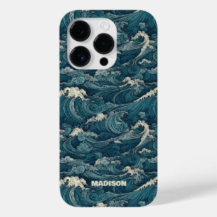Custom Name Waves Pattern Case-Mate iPhone 14 Pro Case