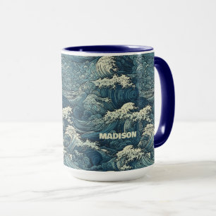 Custom Name Waves Pattern Mug