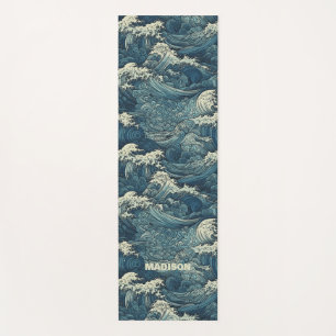 Custom Name Waves Pattern Yoga Mat