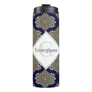 Custom Name We Are Watching You Navy & Gold Retro Thermal Tumbler