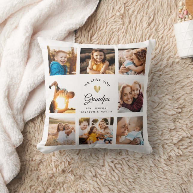 Custom Name We Love You Grandpa Modern Photo Cushion (Blanket)