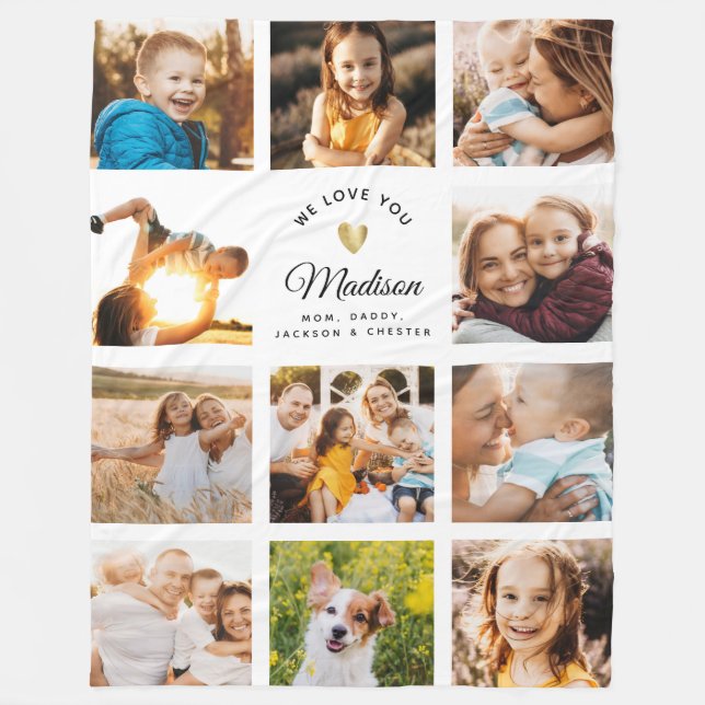 Custom Name We Love You  Modern Family Photo  Fleece Blanket (Front)