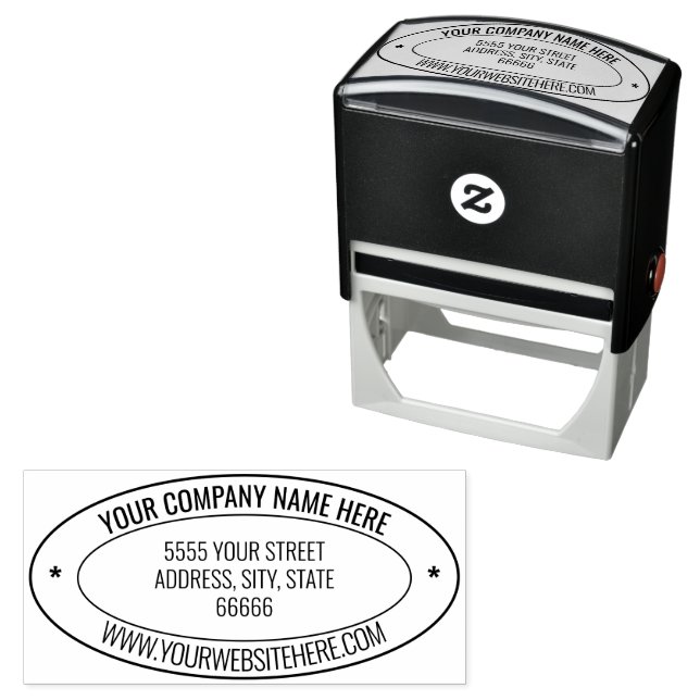 Custom Name Website Address Oval Self-inking Stamp (In Situ)