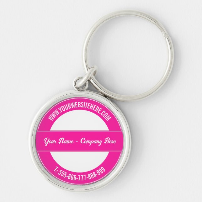Custom Name Website Phone Info Colours Keychain (Front)