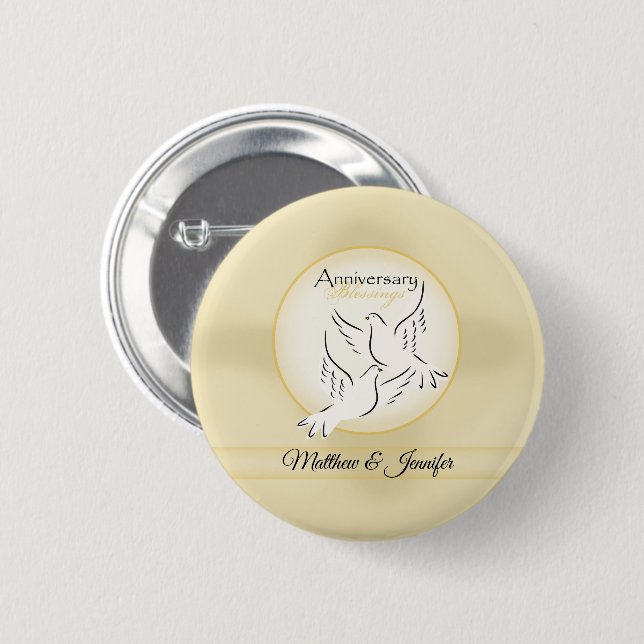 Custom Name, Wedding Anniversary Blessings 6 Cm Round Badge (Front & Back)