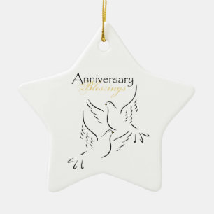 Custom Name, Wedding Anniversary Blessings Ceramic Tree Decoration