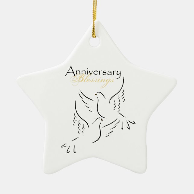 Custom Name, Wedding Anniversary Blessings Ceramic Tree Decoration (Front)