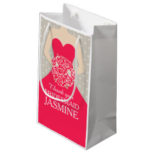 Custom name wedding bridesmaid dress red bag