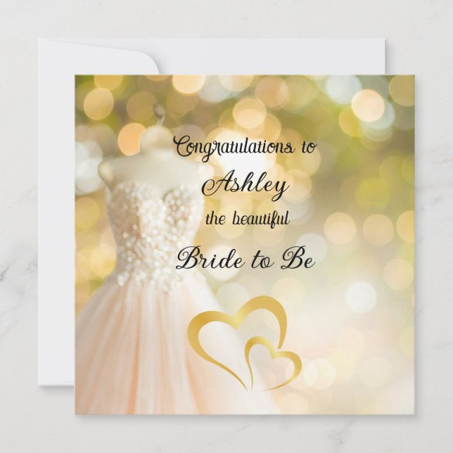 Custom Name Wedding Dress Bride to Be Card (Front)