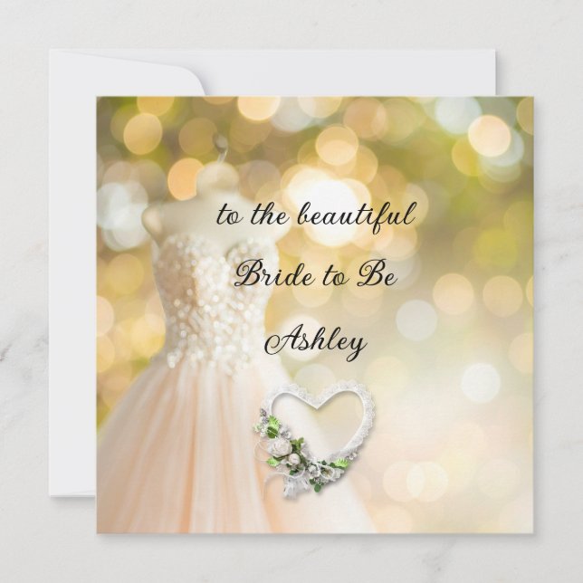 Custom Name Wedding Dress Bride to Be Card (Front)