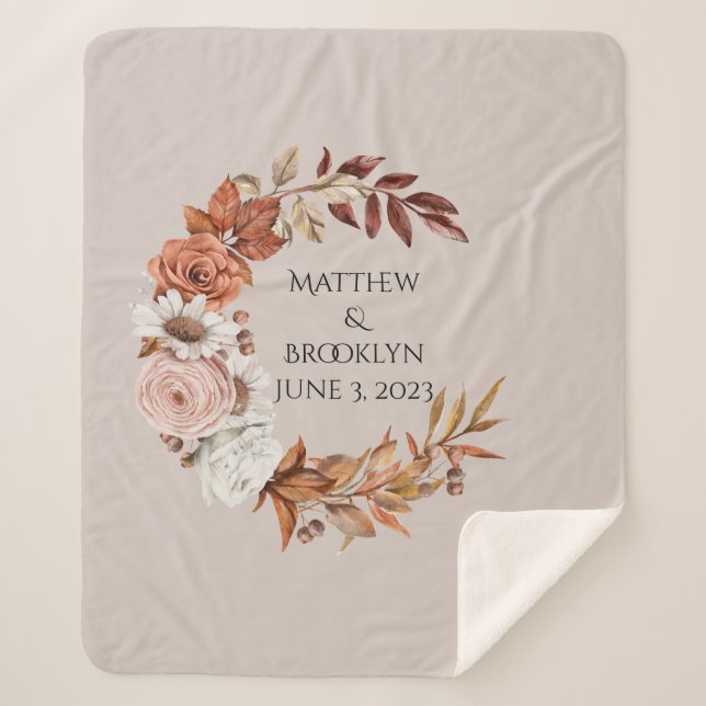 Custom Name Wedding Gift, Personalised Blanket (Front)