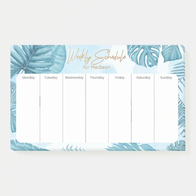Custom Name Weekly Planner Post-it Notes (Front)
