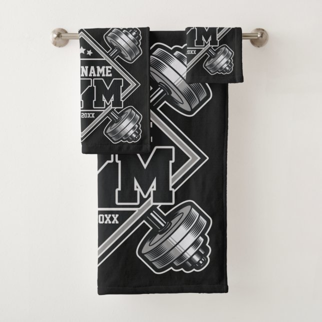 Custom NAME Weightlifting Home Crossfit Gym Bath Towel Set (Insitu)