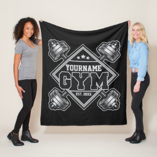 Custom NAME Weightlifting Home Crossfit Gym  Fleece Blanket