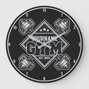 Custom NAME Weightlifting Home Crossfit Gym  Large Clock