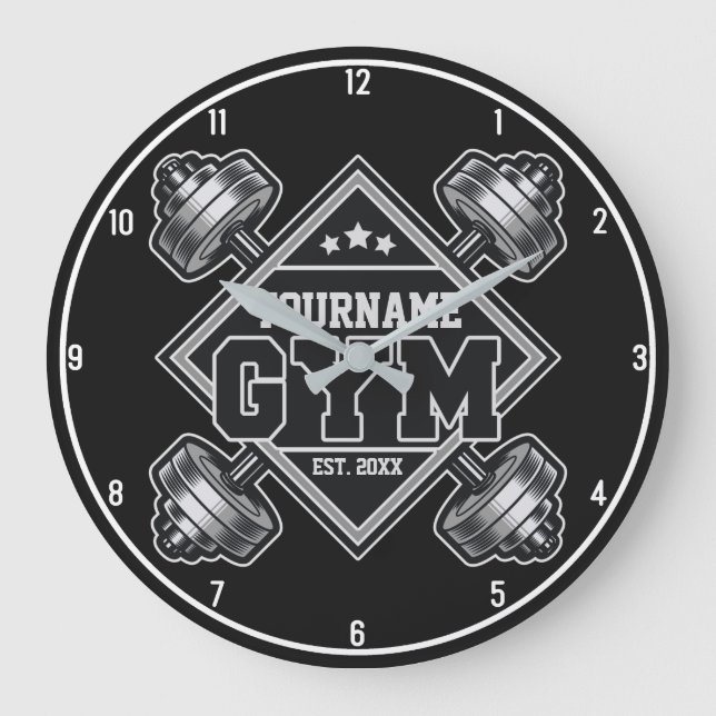 Custom NAME Weightlifting Home Crossfit Gym  Large Clock (Front)