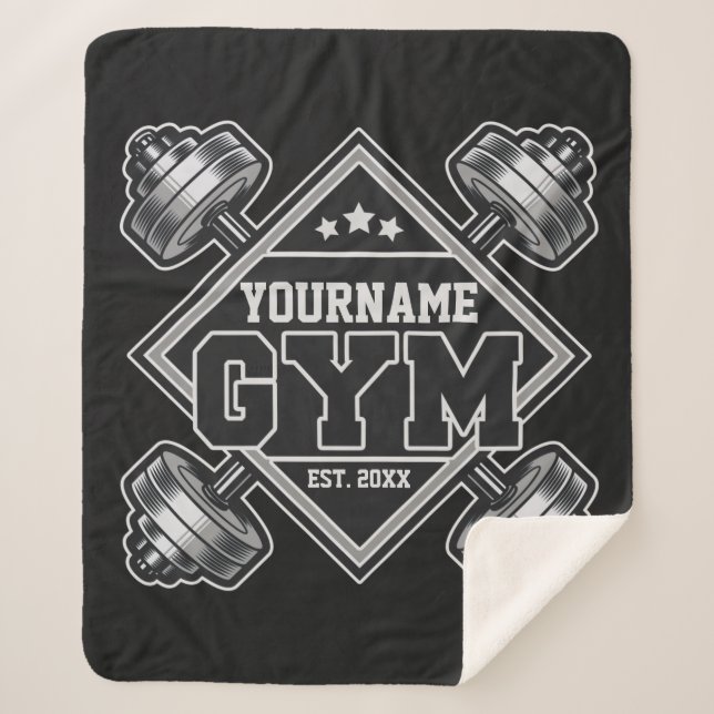 Custom NAME Weightlifting Home Crossfit Gym  Sherpa Blanket (Front)