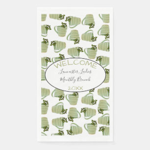 Custom Name Welcome Green Tea Cups Brunch Napkin