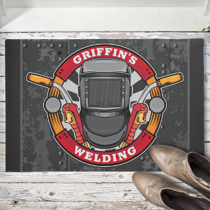 Custom NAME Welder Metal Fabricator Welding Shop Doormat